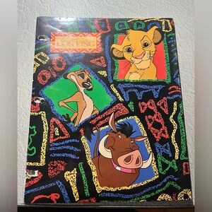 1994 Disney Cartoon Simba Lion King & Beauty & Beast Folder Impact Inc